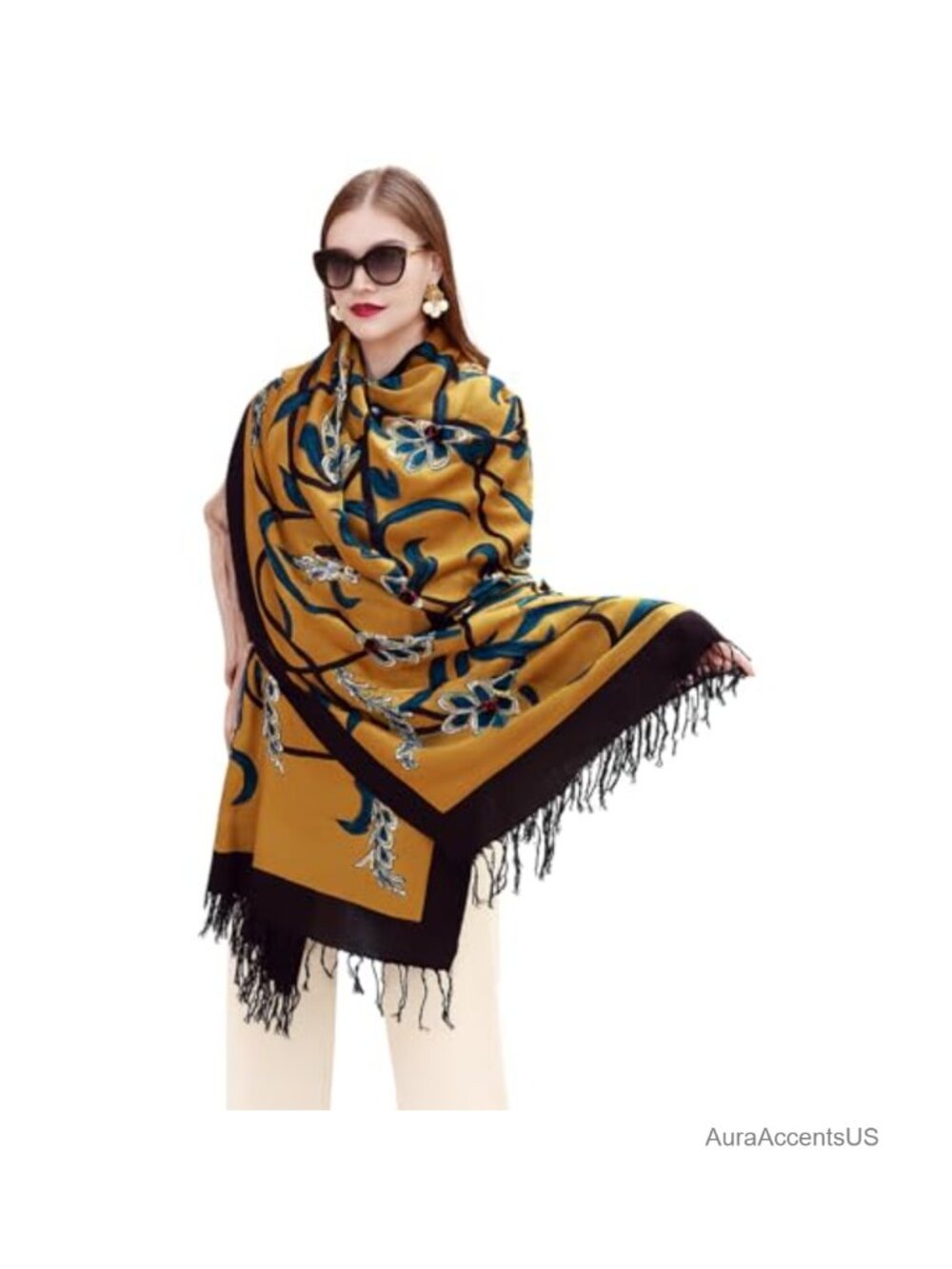 100% Merino Wool Extra Large Pashmina Shawl Women Oversized Wrap